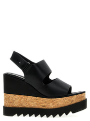 Women's Black Polyester Wedge Sandals