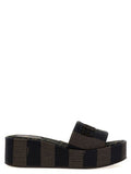 Women's Brown Cotton Slides Shoe