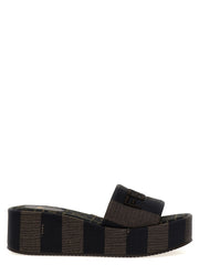 Women's Brown Cotton Slides Shoe
