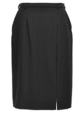 Women's Black Virgin Wool Midi Skirt