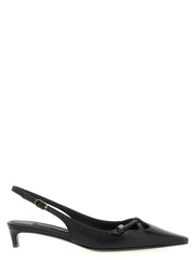 Women's Lamb Leather Mid Pump Slingback Black
