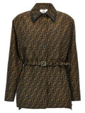 Women's Brown Polyester Leather Jacket Clothing