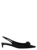 Women's Satin Slingback With Bow Heel Black Viscose Silk