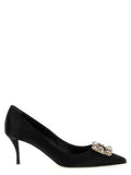 Women's Jewel-Buckle Pump Black Viscose Silk
