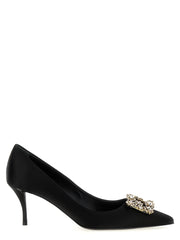 Women's Jewel-Buckle Pump Black Viscose Silk