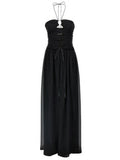 Women's Black Silk Long Dress