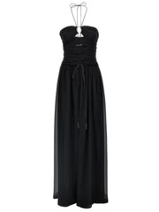 Women's Black Silk Long Dress