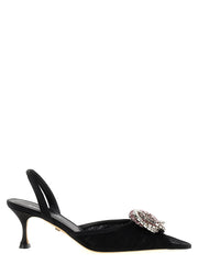 Women's Jeweled Tulle Slingback Pump Black Polyamide