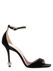 Women's Marlene Heel Sandal Black Viscose Silk
