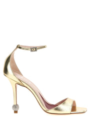 Women's Metallic Calfskin Sandal Gold Leather Heels