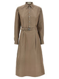 Women's Gray Cotton Midi Dress