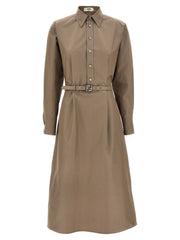 Women's Gray Cotton Midi Dress