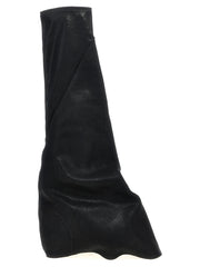 Women's Black Cotton Over The Knee Shoe