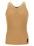 Men's Beige Polyamide Tank Tops