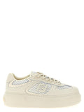 Women's Beige Calfskin Platform Sneakers