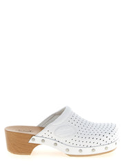 Women's White Calfskin Clogs Shoe