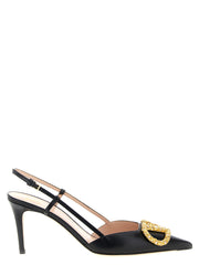 Women's Vlogo Jewel Slingback Pump Black Calfskin Leather
