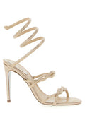 Women's Rhinestone-Embellished Sandal Beige Satin Heels