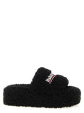 Women's Black Polyester Slides Shoe