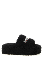Women's Black Polyester Slides Shoe