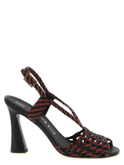 Women's Woven Two-Tone Heel Sandal Brown Polyurethane Leather Sole