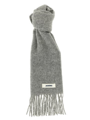 Men's Gray Alpaca Leather Foulard Accessory