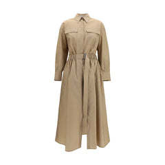 Women's Beige Cotton Casual Dress
