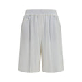 Women's White Cotton Bermuda Shorts
