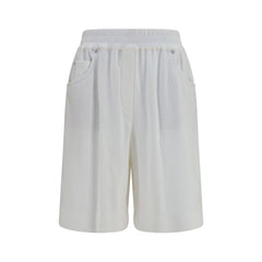 Women's White Cotton Bermuda Shorts