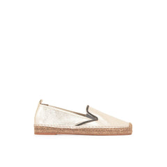 Women's Gold Leather Espadrilles Shoe