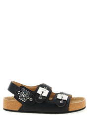 Men's Black Calfskin Flat Sandals