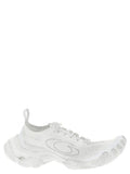 Men's White Polyester Athletic Sneakers