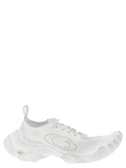 Men's White Polyester Athletic Sneakers