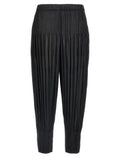Women's Black Polyester Casual Pants