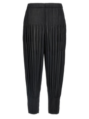 Women's Black Polyester Casual Pants