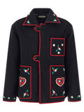 Men's Blue Wool Full-Length Jacket Clothing
