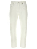 Women's White Cotton High-Waisted Jean Clothing