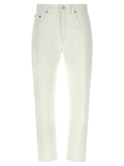 Women's White Cotton High-Waisted Jean Clothing