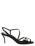 Women's Heel Sandal Black Viscose Silk Leather