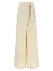 Women's White Viscose Casual Pants