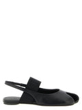 Women's Black Lamb Leather Flat Sandals