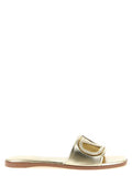 Women's Gold Calfskin Slides Shoe