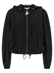 Women's Black Polyester Bomber Clothing