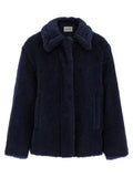 Women's Blue Alpaca Leather Coat Clothing