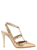 Women's Rockstud Pump Gold Calfskin Leather