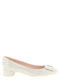 Women's Patent Calfskin Mid Pump Gray Leather