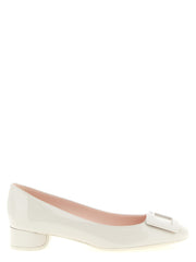 Women's Patent Calfskin Mid Pump Gray Leather