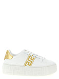 Women's Gold Nylon Platform Sneakers