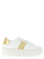 Women's Gold Nylon Platform Sneakers