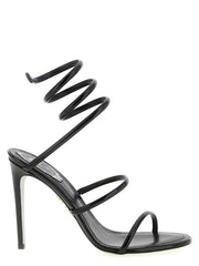 Women's Calfskin Stiletto Sandal Black Leather